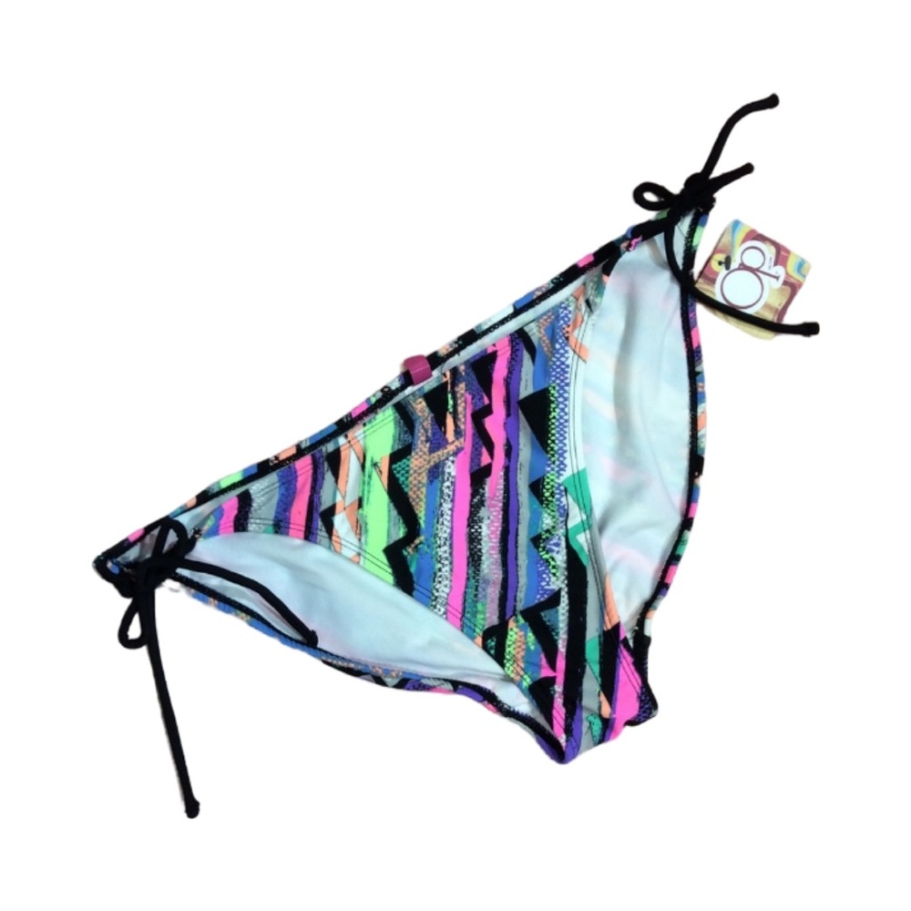 OP Loop Side Tie Scoop Retro Print Bikini Bottom